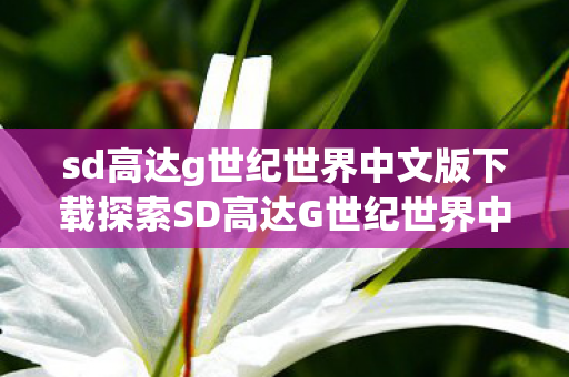 sd高达g世纪世界中文版下载探索SD高达G世纪世界中文版的无限可能图片