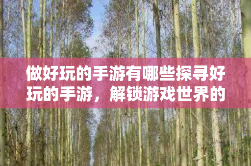 做好玩的手游有哪些探寻好玩的手游图片