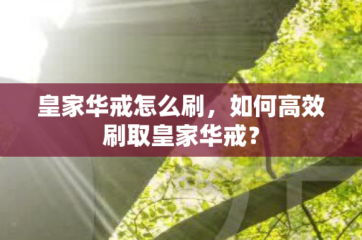 如何高效刷取皇家华戒图片
