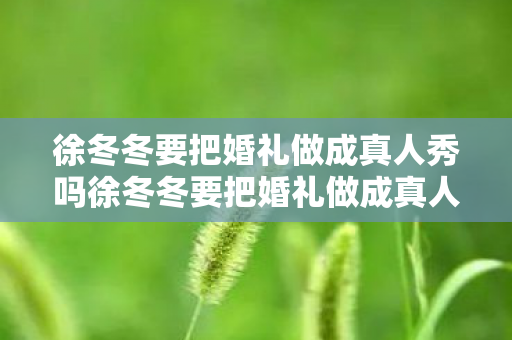 徐冬冬要把婚礼做成真人秀吗徐冬冬要把婚礼做成真人秀图片