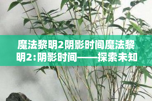 魔法黎明2阴影时间魔法黎明2图片