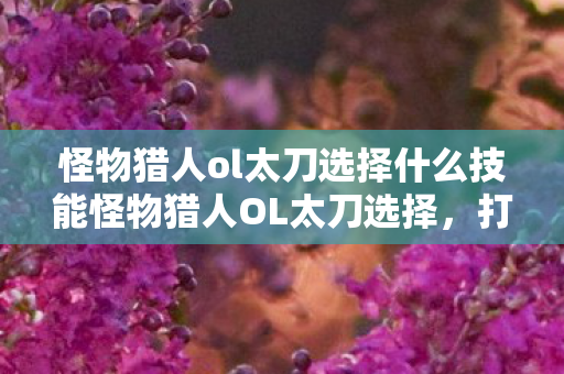 怪物猎人ol太刀选择什么技能怪物猎人OL太刀选择图片