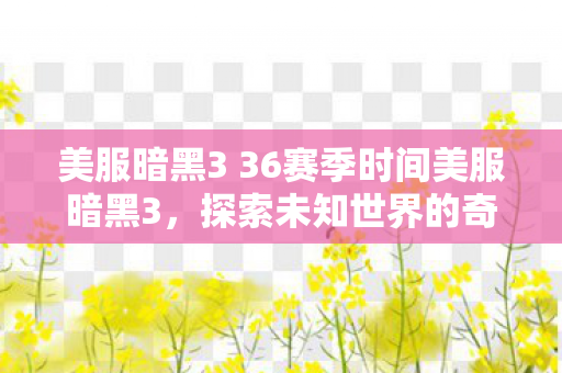 美服暗黑3 36赛季时间美服暗黑3图片