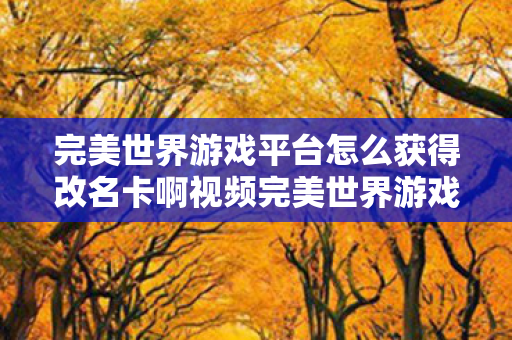 完美世界游戏平台怎么获得改名卡啊视频完美世界游戏平台如何获取改名卡，完美平台游戏，揭秘获取改名卡的步骤