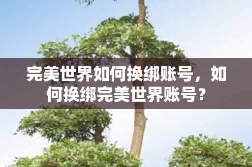 完美世界如何换绑账号，如何换绑完美世界账号？