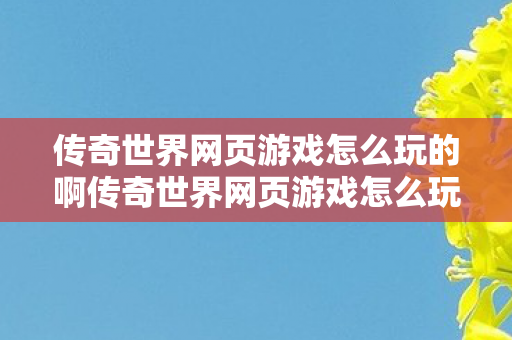 传奇世界网页游戏怎么玩的啊传奇世界网页游戏怎么玩的图片