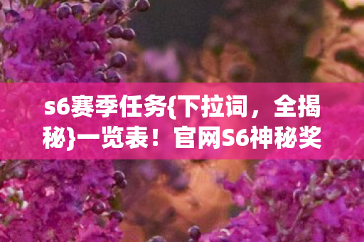 官网S6神秘奖励大公开图片