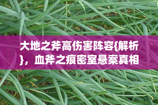 血斧之痕密室悬案真相图片