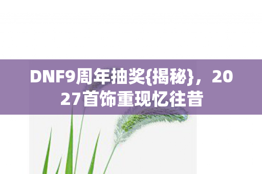 DNF9周年抽奖{揭秘}，2027首饰重现忆往昔