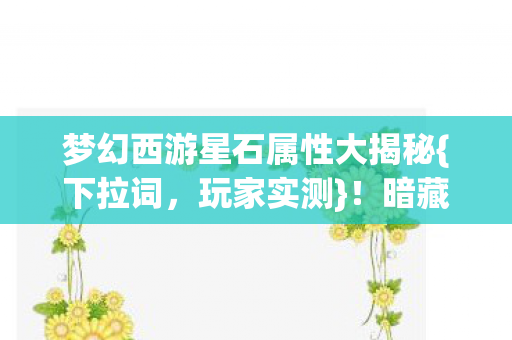 梦幻西游星石属性大揭秘图片