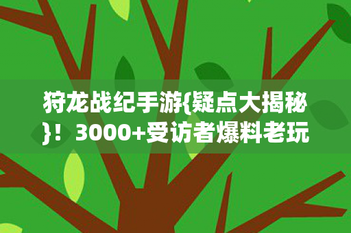 受访者爆料老玩家心声图片