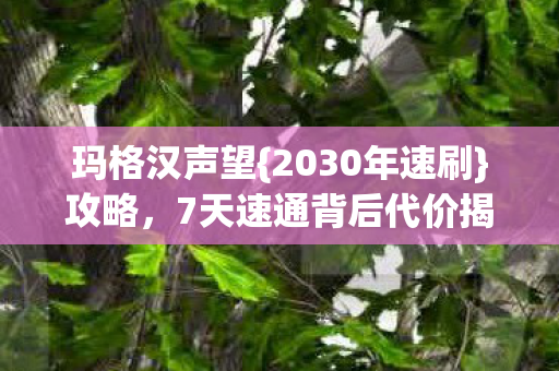 7天速通背后代价揭秘图片