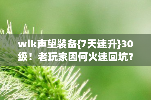 老玩家因何火速回坑图片