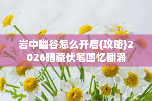 岩中幽谷怎么开启{攻略}2026暗藏伏笔回忆翻涌 岩中幽谷怎么开启{攻略}2026暗藏伏笔回忆翻涌