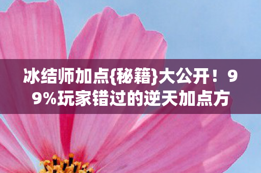 玩家错过的逆天加点方案图片