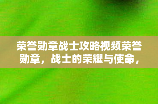 荣誉勋章战士攻略视频荣誉勋章图片