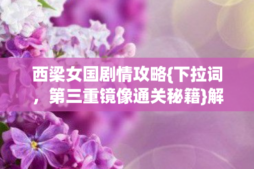 第三重镜像通关秘籍图片