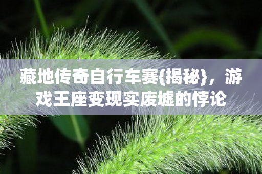 藏地传奇自行车赛{揭秘},游戏王座变现实废墟的悖论 藏地传奇自行车赛{揭秘},游戏王座变现实废墟的悖论