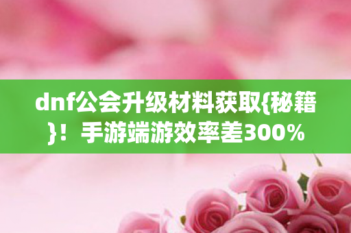 dnf公会升级材料获取{秘籍}！手游端游效率差300%
