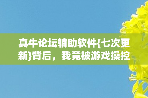 真牛论坛辅助软件{七次更新}背后,我竟被游戏操控半生? 真牛论坛辅助软件{七次更新}背后,我竟被游戏操控半生?