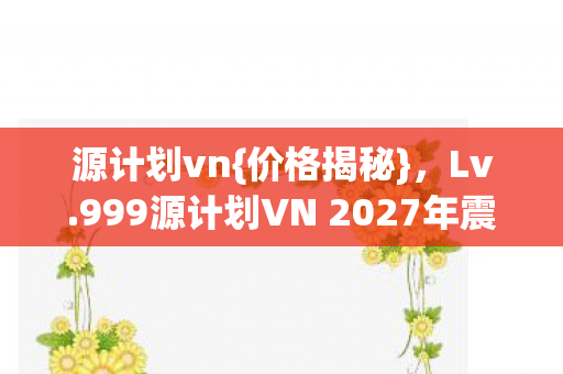 999源计划VN 2027年震撼来袭图片
