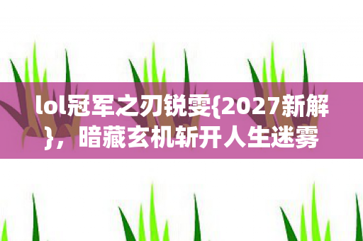暗藏玄机斩开人生迷雾图片
