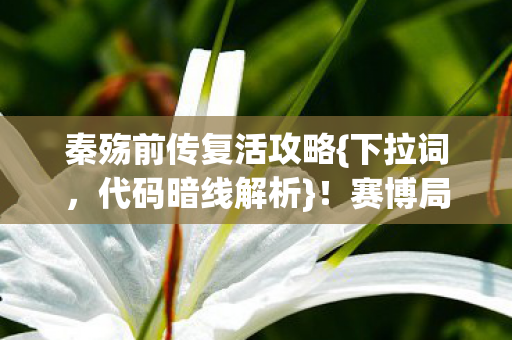 秦殇前传复活攻略{下拉词，代码暗线解析}！赛博局令人发麻