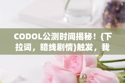 CODOL公测时间揭秘！{下拉词，暗线剧情}触发，我似NPC般体验