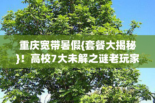 重庆宽带暑假{套餐大揭秘}！高校7大未解之谜老玩家亲历