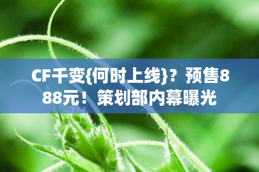 CF千变{何时上线}?预售888元!策划部内幕曝光 CF千变{何时上线}?预售888元!策划部内幕曝光