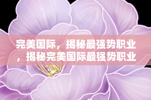 揭秘完美国际最强势职业图片
