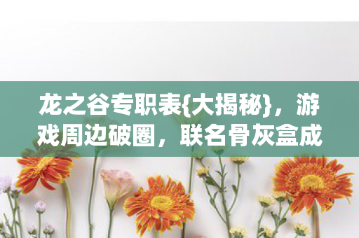 龙之谷专职表{大揭秘},游戏周边破圈,联名骨灰盒成趣谈 龙之谷专职表{大揭秘},游戏周边破圈,联名骨灰盒成趣谈