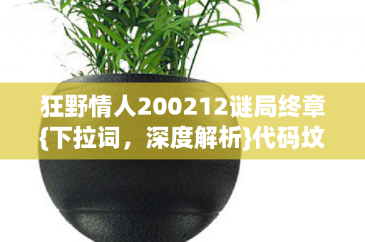 狂野情人200212谜局终章{下拉词,深度解析}代码坟场与泪目星光 狂野情人200212谜局终章{下拉词,深度解析}代码坟场与泪目星光