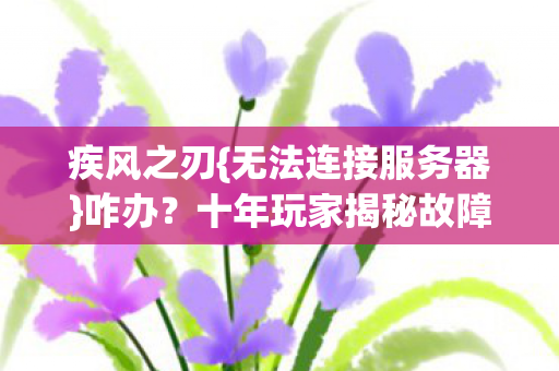 十年玩家揭秘故障真相图片
