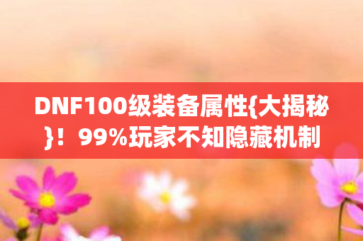 DNF100级装备属性图片