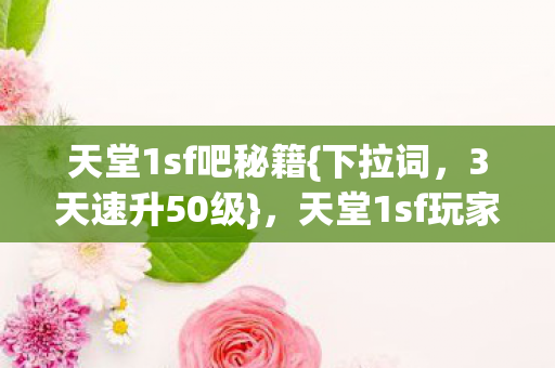 天堂1sf玩家必看图片