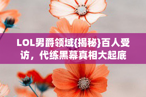 代练黑幕真相大起底图片