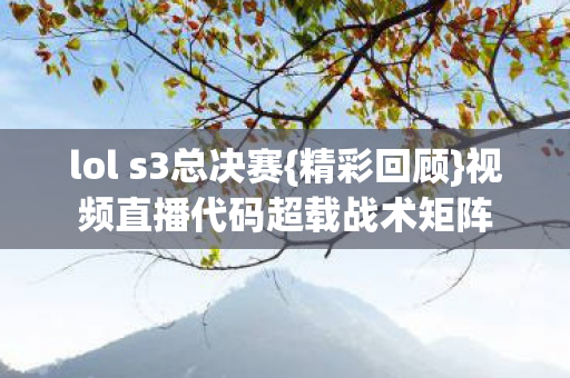 视频直播代码超载战术矩阵图片
