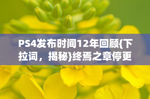PS4发布时间12年回顾{下拉词,揭秘}终焉之章停更,玩家泪目 PS4发布时间12年回顾{下拉词,揭秘}终焉之章停更,玩家泪目