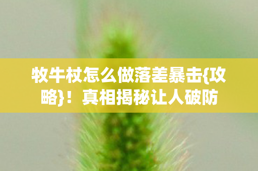 牧牛杖怎么做落差暴击图片