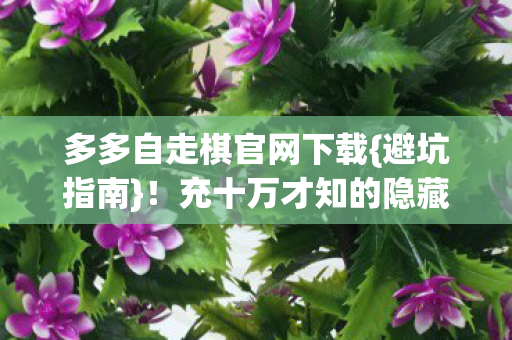 多多自走棋官网下载{避坑指南}!充十万才知的隐藏消费 多多自走棋官网下载{避坑指南}!充十万才知的隐藏消费