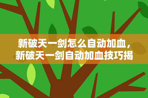 新破天一剑怎么自动加血，新破天一剑自动加血技巧揭秘