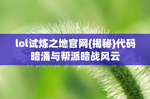 代码暗涌与帮派暗战风云图片