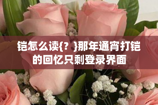 那年通宵打铠的回忆只剩登录界面图片