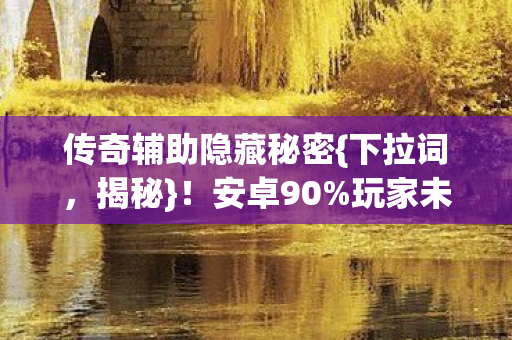 传奇辅助隐藏秘密{下拉词,揭秘}!安卓90%玩家未觉的体验差距 传奇辅助隐藏秘密{下拉词,揭秘}!安卓90%玩家未觉的体验差距