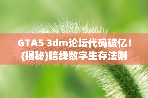 GTA5 3dm论坛代码破亿图片