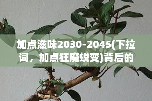 加点滋味2030-2045{下拉词,加点狂魔蜕变}背后的惊天代价 加点滋味2030-2045{下拉词,加点狂魔蜕变}背后的惊天代价