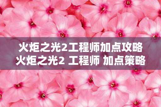 火炬之光2工程师加点攻略火炬之光2 工程师 加点策略,打造高效战斗与生存能力,火炬之光2工程师加点策略,提升战斗与生存能力 火炬之光2工程师加点攻略火炬之光2 工程师 加点策略,打造高效战斗与生存能力,火炬之光2工程师加点策略,提升战斗与生存能力