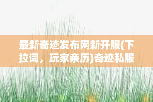 最新奇迹发布网新开服图片