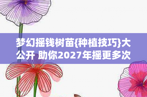 大公开 助你2027年摇更多次图片